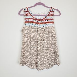 Meadow Rue Embroidered rainbow tank top Sz M